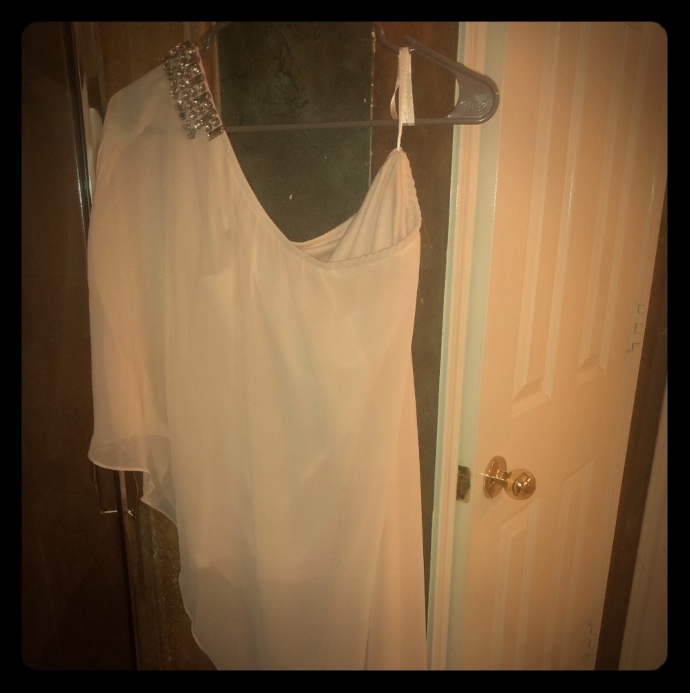 One shoulder chiffon jeweled top never worn